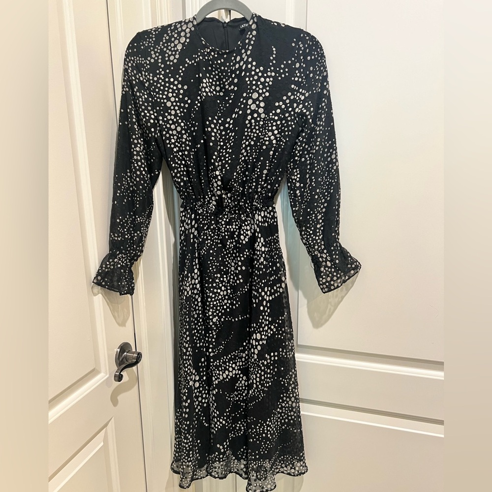 Black and White Polka Dot Midi Dress